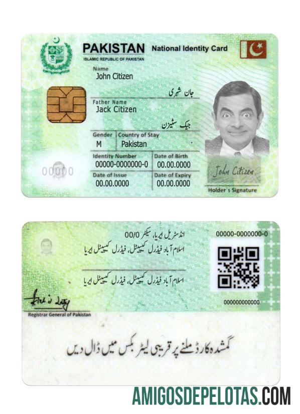 Pakistan National ID Card amostra